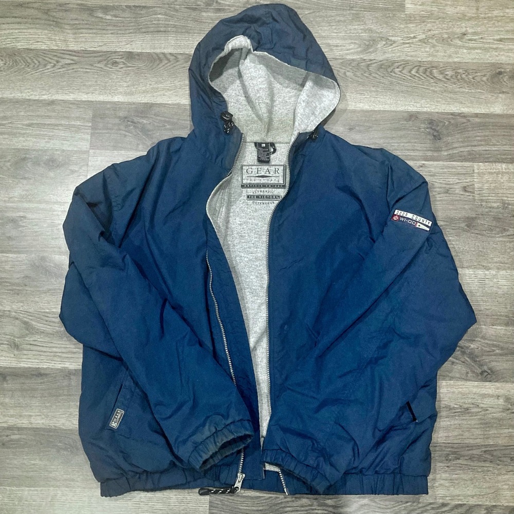 Vintage Gear For Sports Door County Wisconsin Hooded Windbreaker Jacket